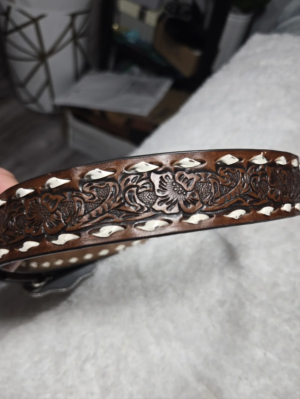 Nocona Boys Floral Embossed Belt with Buckle Brown Sz 24